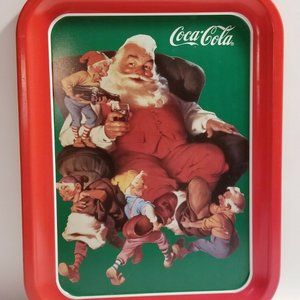Vintage Coca-Cola tray "SANTA WITH ELVES"